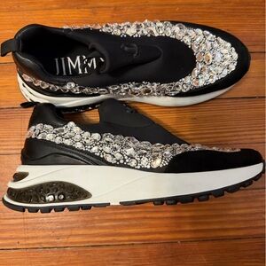 Authentic New without Box Jimmy Choo  Black Crystallized Sneakers size 11